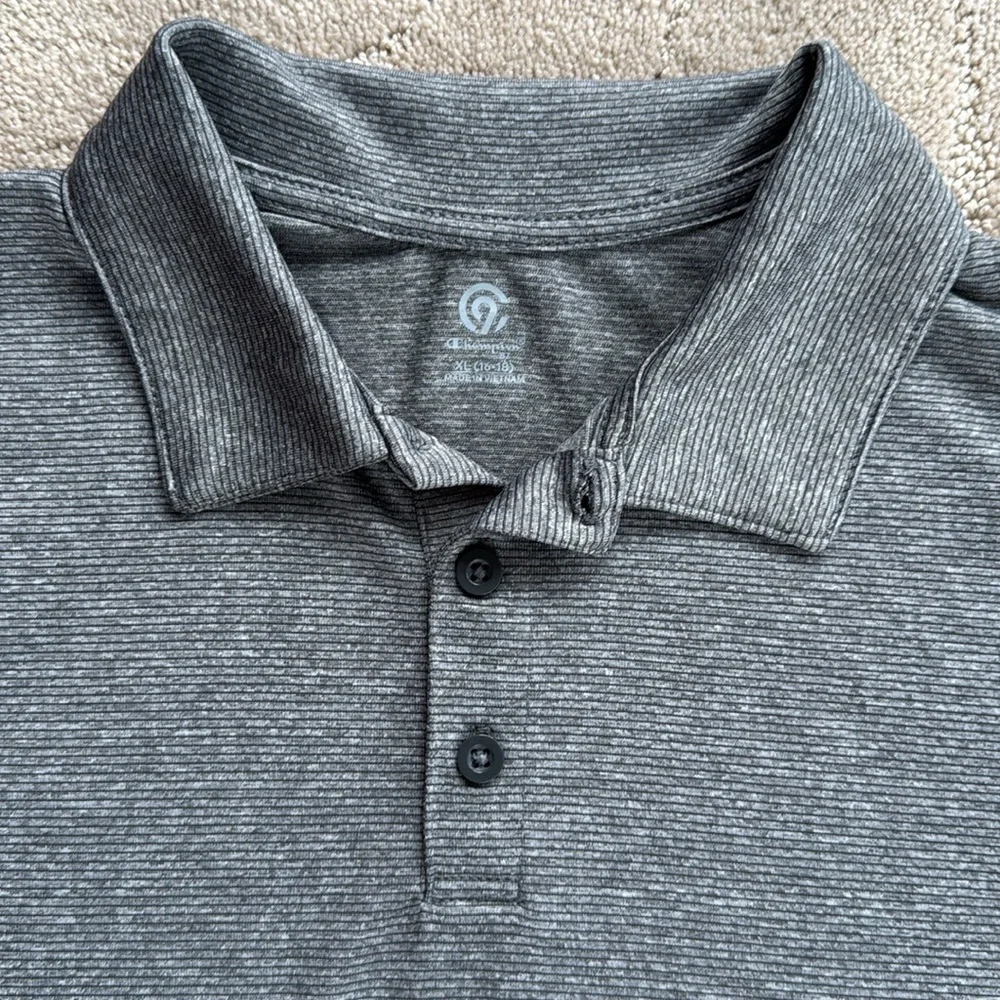 Boys XL Champion Black & Grey Breathable Polo Shirt